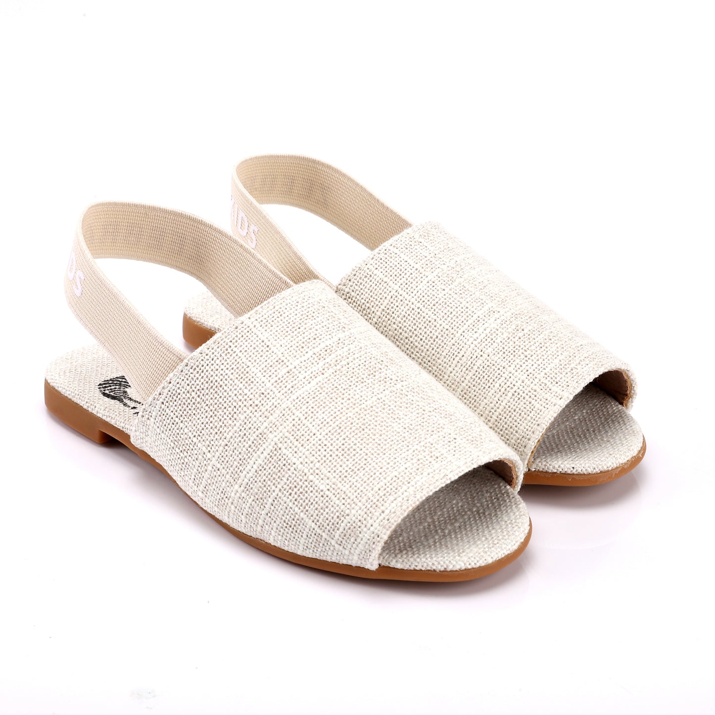 Zeebra Sand Linen Open Toe Slingback Hard Sole