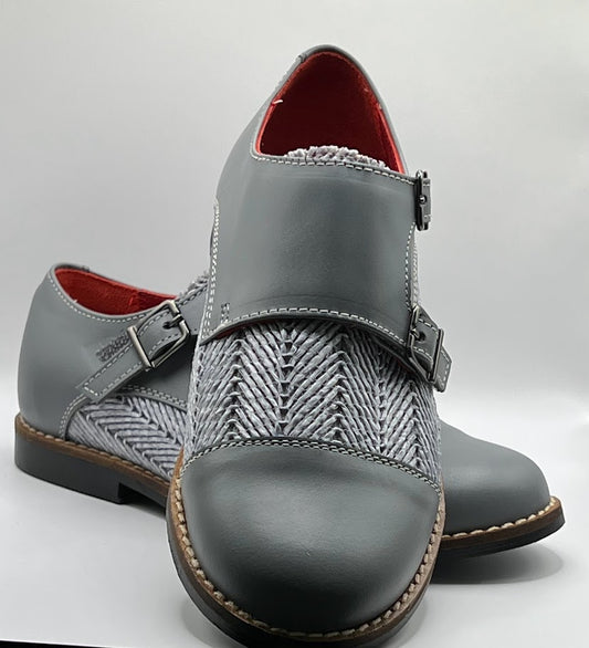 Geppetto Two Tone Double Buckled Boys Dress Shoe