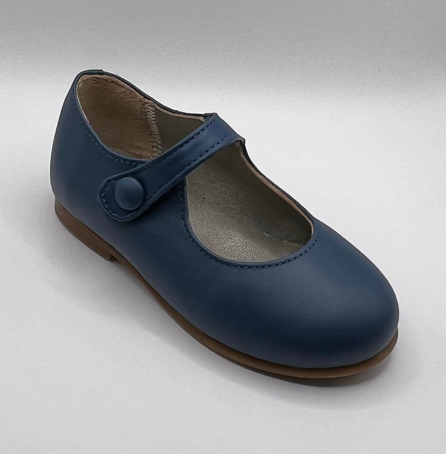 Geppetto Navy Mary Jane Leather Double Snap Shoes