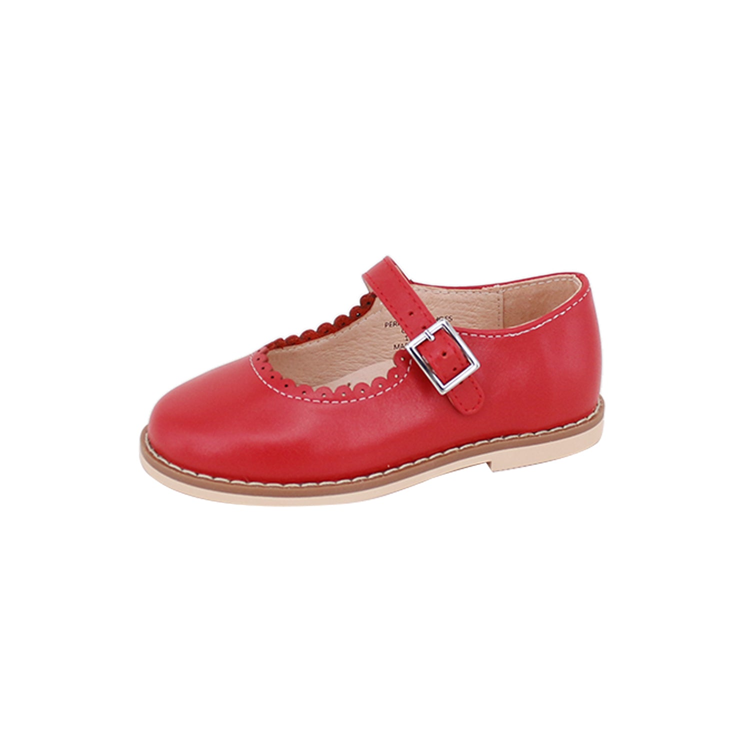 PERROQUET RED LEATHER SCALLOPED MARY JANE – Littlesolesmiami